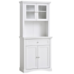 HOMCOM 71" Traditional Freestanding Kitchen Buffet with Hutch, Pantry Cabinet with 4 Doors, 3-Level Adjustable Shelves, and 1 Drawer, White