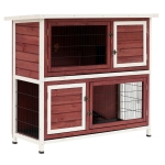 PawHut Rabbit Hutch 48" 2-Story Elevated Stacked Wooden Rabbit Hutch Small Animal Habitat with Ramp Between Both House Areas