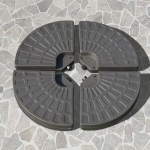 Outsunny 4-Piece Cantilever Offset Patio Umbrella Circular Base Stand w/Carry Handles Water & Sand Filled