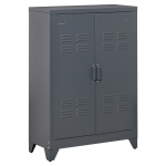 HOMCOM 2-Tier Steel Storage Cabinet w/ 2 Adjustable Shelves for Office or Garage, Grey