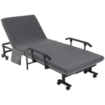 HOMCOM Folding Bed with Mattress Guest Bed with Adjustable Backrest & Wheels, Dark Grey