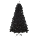 HOMCOM 6ft Artificial Christmas Tree Holiday Home Decoration with Automatic Open - Black Halloween Style