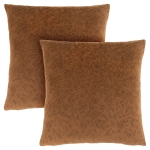 Monarch 18" x 18" Floral Velvet Decorative Throw Pillow (Set of 2) - Light Brown