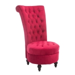 HOMCOM High Back Accent Chair, Upholstered Armless Chair, Retro Button-Tufted Royal Design with Thick Padding and Rubberwood Leg for living Room, Dining room and Bedroom, Crimson Red