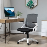 Vinsetto Mesh Office Chair Swivel Task Desk Office Chair with Lumbar Back Support, Adjustable Height, Flip-Up Arm, Black