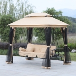 Outsunny 3 Person Outdoor Patio Daybed Mesh Wall with Canopy