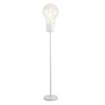 HOMCOM Industrial Tall Pole Floor Lamp with Metal Base, Modern Standing Lamp, Bulb-Shaped Glass Shade, On/Off Foot Switch, E26 Bulb Base for Bedroom, Living Room, White