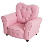 Qaba 19" Tufted Upholstered Princess Sofa Chair for Kids - Pink