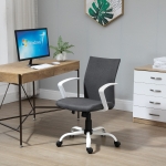 Vinsetto Office Chair Linen Swivel Computer Desk Office Chair Study Task Chair with Wheels, Arm, Charcoal Grey