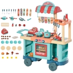 Qaba Kids Food Shop Cart Pretend Playset Kitchen Supermarket Toys Trolley Set