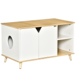 PawHut Cat Washroom with Damping Hinge, Multiple Storage Places, Adjustable Partition