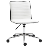 Vinsetto PU Leather Armless Task Chair with Adjustable Height and Chrome Base, White
