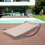 Outsunny Mesh Sling Swing Bed Rocking Swing Day Bed Sun Lounger w/ Pillow Stand Beige