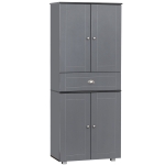 HOMCOM 71" Freestanding Kitchen Pantry Cabinet with 2 Large Double Door Cabinets and 1 Center Drawer, Grey
