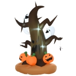 HOMCOM 8ft LED Outdoor Halloween Inflatable Decoration - Dead Tree with Ghost on Top Pumpkins on Bottom