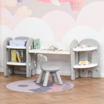 Qaba Kids Adjustable Table and Chair Set 2 Piece Play Table with Storage Children's Playroom/Bedroom Furniture Toddler PE Grey and white for 1-4 years old