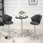 HOMCOM Bar Stool Set of 2 Adjustable Height PU Leather Upholstered Swivel Counter Chairs with Backrest, Footrest, Black