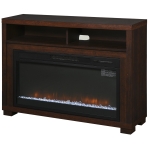 HOMCOM Multifunction Electric Fireplace TV Stand with Storage Shelf, Cable Management, and LED Flame Effect - Coffee