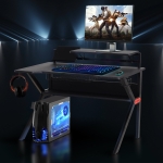 HOMCOM 47" Gaming Desk with LED Lights, Home Office Gaming Table, Computer Table with Hook, Cup Holder, Controller Rack & Cable Management(c-2)