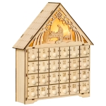 HOMCOM Christmas Advent Calendar, Wooden Countdown House Décor w/ Bible Manger Scene