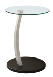 Monarch 18" Round Contemporary Bentwood Base Tempered Glass Top Accent Side Table - Grey / Black Finish