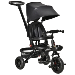 Qaba 4 in 1 Adjustable Baby Tricycle Stroller w/ Removable Handle, Brake, Cover, Black