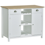HOMCOM Wooden Storage Sideboard, Buffet Cabinet with Shelf, Wine Rack, 2 Drawers, White/Oak