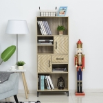 HOMCOM Wooden Bookcase W/ Door Cabinets Drawer Open Compartments Study Display Shelf