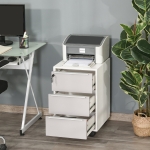 HOMCOM 3-Drawer Locking File Cabinet Mobile Chest of Drawers Side Table on Wheels