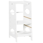 HOMCOM Kids kitchen step stool Step Stool Toddler with Adjustable Standing Platform, White