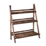 Outsunny 32" x 15" Wooden Rustic 3-Tier Foldable Ladder Raised Plant Stand