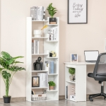 HOMCOM 6-Tier Oak Color MDF Bookcase White Open Shelf for CDs Records Books Home Office