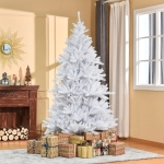HOMCOM 7FT Artificial Christmas Tree Holiday Xmas Tree with Foldable Feet Home Indoor Holiday Decoration White