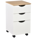 HOMCOM 3-Drawer Rolling Cabinet Storage Organizer Home Office White 13x18"