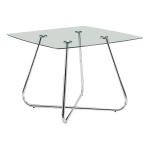 Monarch 40" Square Tempered Glass Top Chrome Metal Legs Modern Dining Table