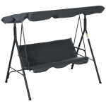 Outsunny Porch Swing Hammock Bench Lounge Chair Steel 3-seat Padded Outdoor w/ Canopy