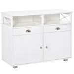 HOMCOM Sideboard Buffet Cabinet with Storage Drawers, Large Tabletop and Crossbar Side Design, White