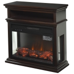 HOMCOM Electric Fireplace with Shelf, Storage Rack, Side Console Table, LED Log Flame, Auto Cut-Off, Remote Control, Dark Coffee