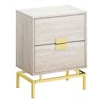 Monarch 24" Retro Inspired 2 Drawer End Table Night Stand with Metal Base - Beige Marble-Look / Gold Metal Base