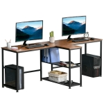 HOMCOM 83'' Two Person Desk w/ Storage Shelves, Computer Office Double Desk, Writing Table