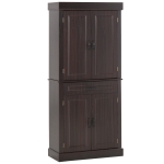 HOMCOM 71" Tall Freestanding Kitchen Pantry with 4 Doors, 2 Large Cabinets and 1 Wide Drawer for Kitchen, Espresso