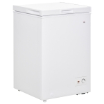 HOMCOM Compact Chest Freezer 3.5 Cubic Feet with Removable Basket, Mini Deep Freezer with Single Door 7 Temperature Setting, Drain Hole for Apartment, Kitchen, or Home Office, White