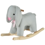 Qaba Kids Ride-On Rocking Horse Toy Rabbit Style Rocker with Fun Music & Soft Plush Fabric for Children 18-36 Months