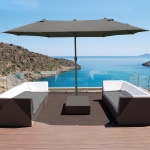 Outsunny 15' Outdoor Patio Umbrella with Twin Canopy Sunshade Steel Table Umbrella with Lift Crank Dark Grey