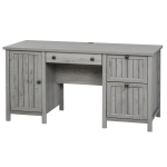 HOMCOM Vintage Executive Computer Desk, Home Office Work station, Student Table with Cabinet & 3 Drawers for Hanging Files, Grey