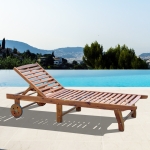 Outsunny Wood Outdoor Folding Chaise Lounge Chair Adjustable Folding Teak