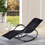 Outsunny Patio Zero Gravity Rocking Lounge Chair Chaise Rocker Recliner Black