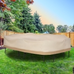 Outsunny 129.9-Inch Oval Patio Table and Chair Set Cover, Beige/Coffee Sofa Set