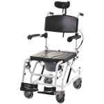 HOMCOM Large Rolling Commode Wheel Chair w/ Detachable Bucket & Shower Accessibility