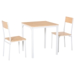 HOMCOM 3-Piece Wooden Square Dining Table Set with 1 Table and 2 Chairs and Sturdy Metal Frame for Small Space, Oak